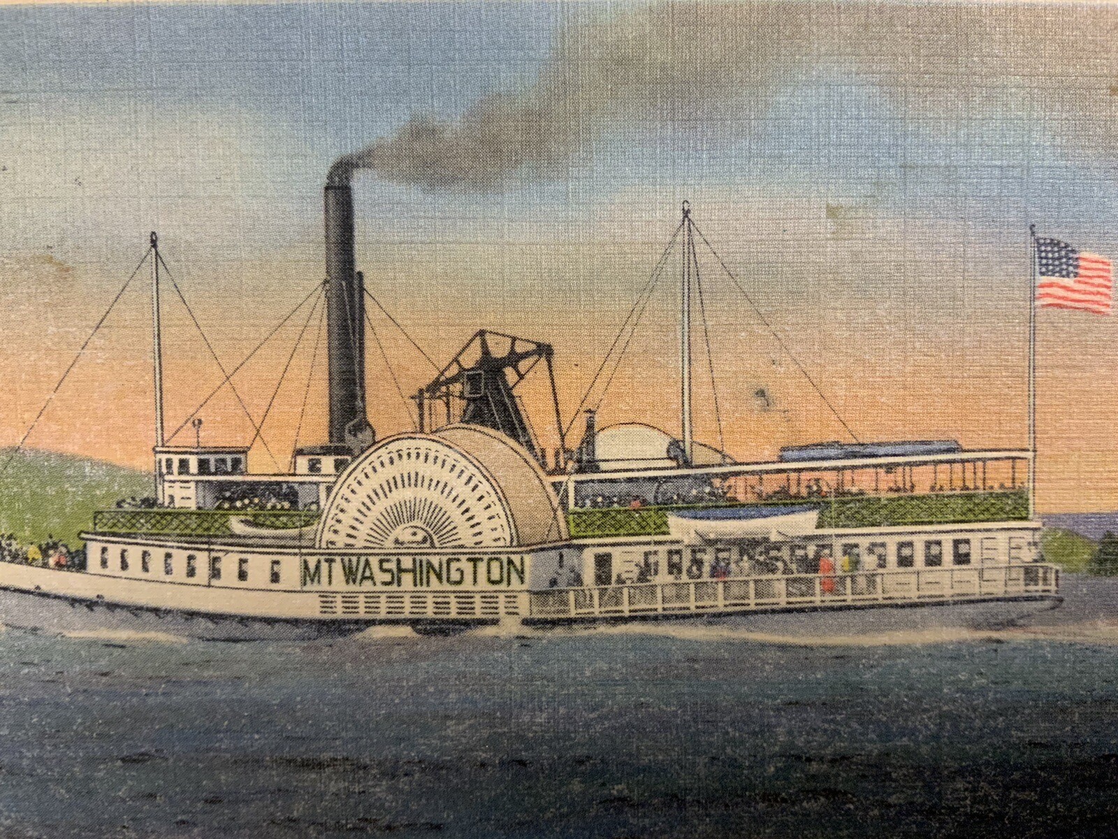 Vintage Linen Postcard Steamer Mount Washington Lake Winnipesaukee New Hampshire
