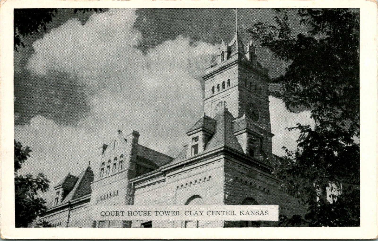 Court House Tower Clay Center Kansas KS UNP Postcard T13