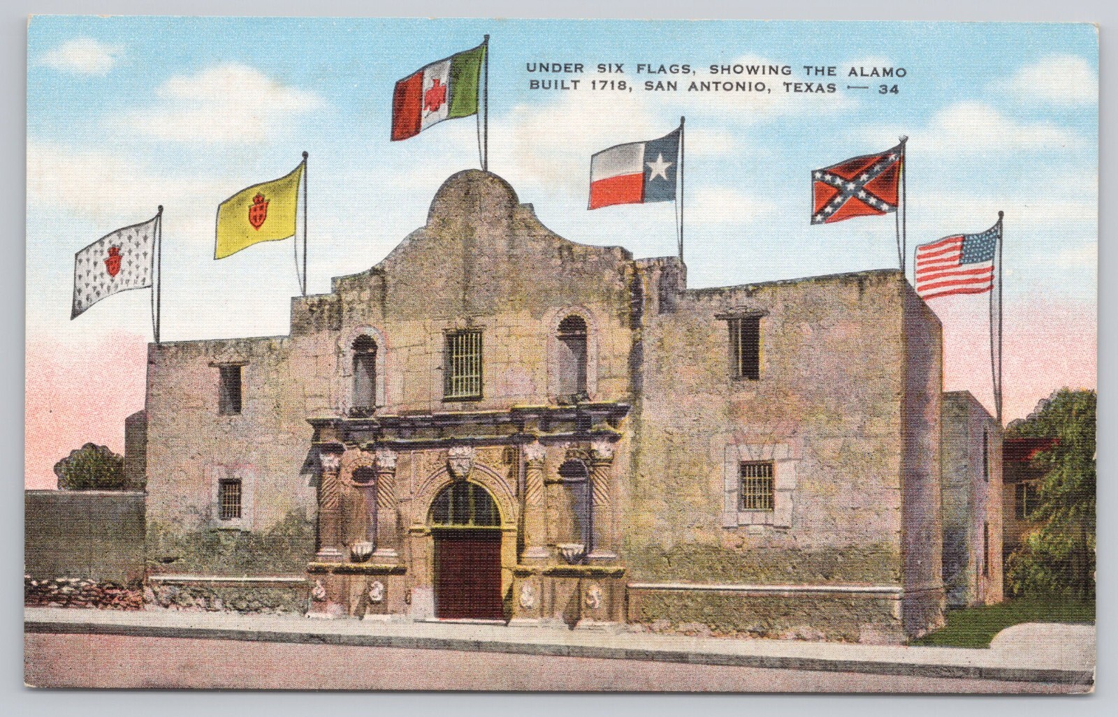 Postcard The Alamo San Antonio Texas Six Flags