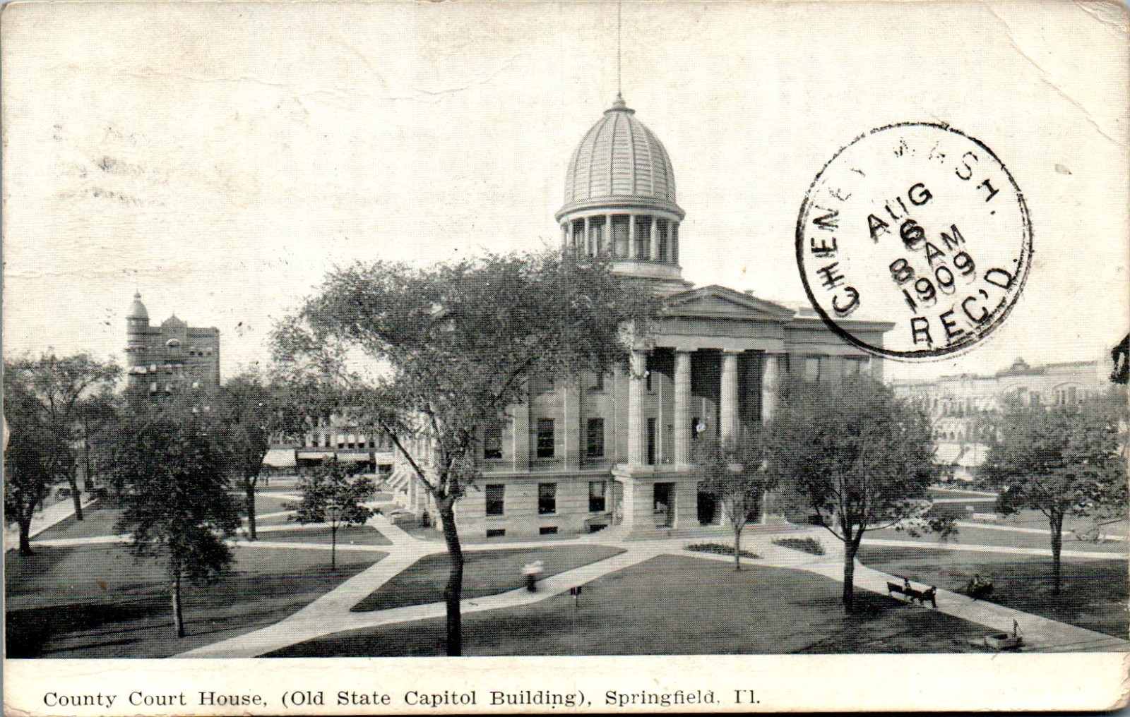 County Court House, Old State Capitol, Springfield, Illinois IL 1909 Postcard
