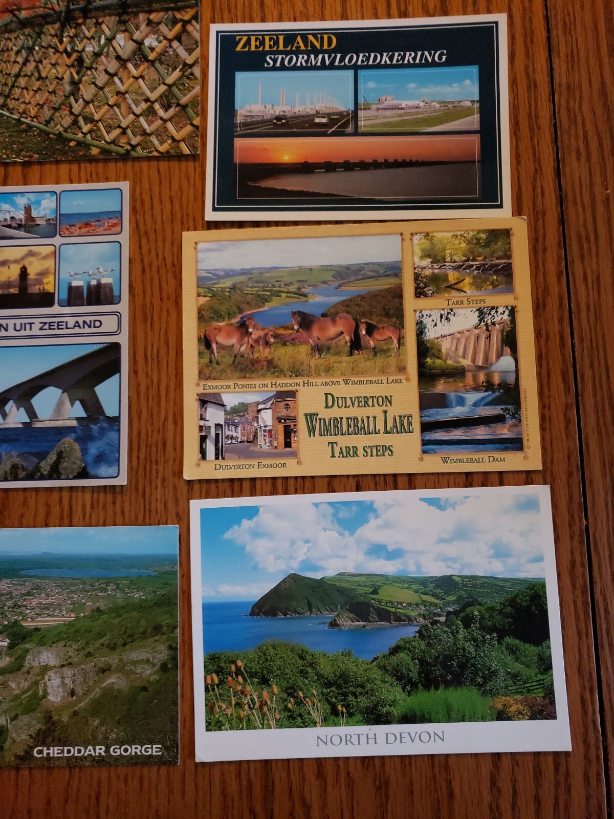 VTG LOT OF 7 ASSORTMENT TRAVEL POSTCARDS, ZEELAND, KYOTO,EXMOOR,NORTH DEVON,KENT