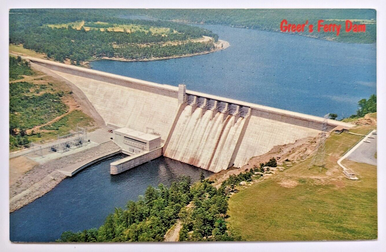 Greer’s Ferry Dam Aerial View Little Red River Heber Springs, Arkansas Postcard