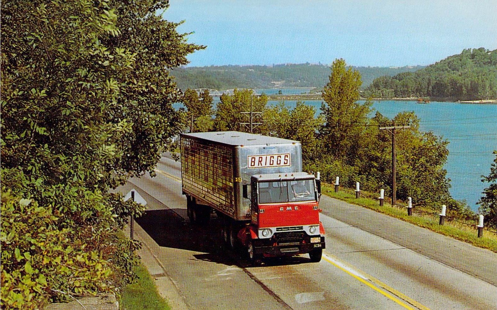 1960s GMC COE Briggs Transportation Co Semi Truck Stillwater MN Postcard A69