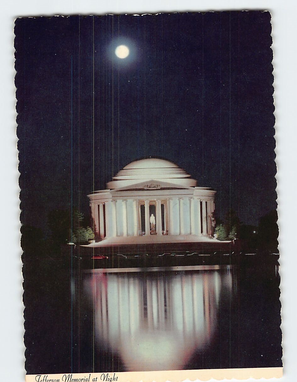 Postcard Jefferson Memorial at Night Washington District of Columbia USA
