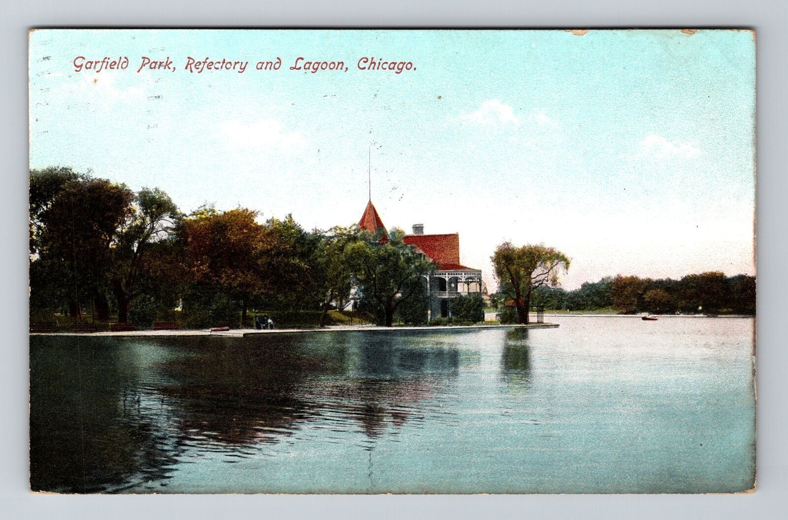 Chicago IL-Illinois, Garfield Park, Refectory & Lagoon, Vintage Postcard
