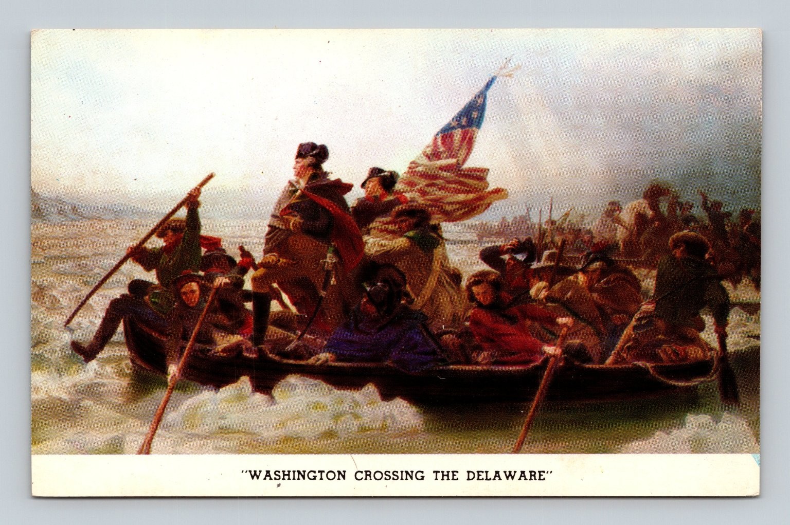 Washington Crossing Delaware River Postcard 1962 Scheller Co. Leutze Painting