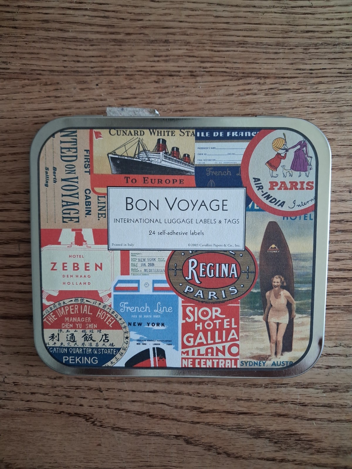 Cavallini & Co. Bon Voyage Vtg Style Postcard Set 24 Postcards Luggage Labels