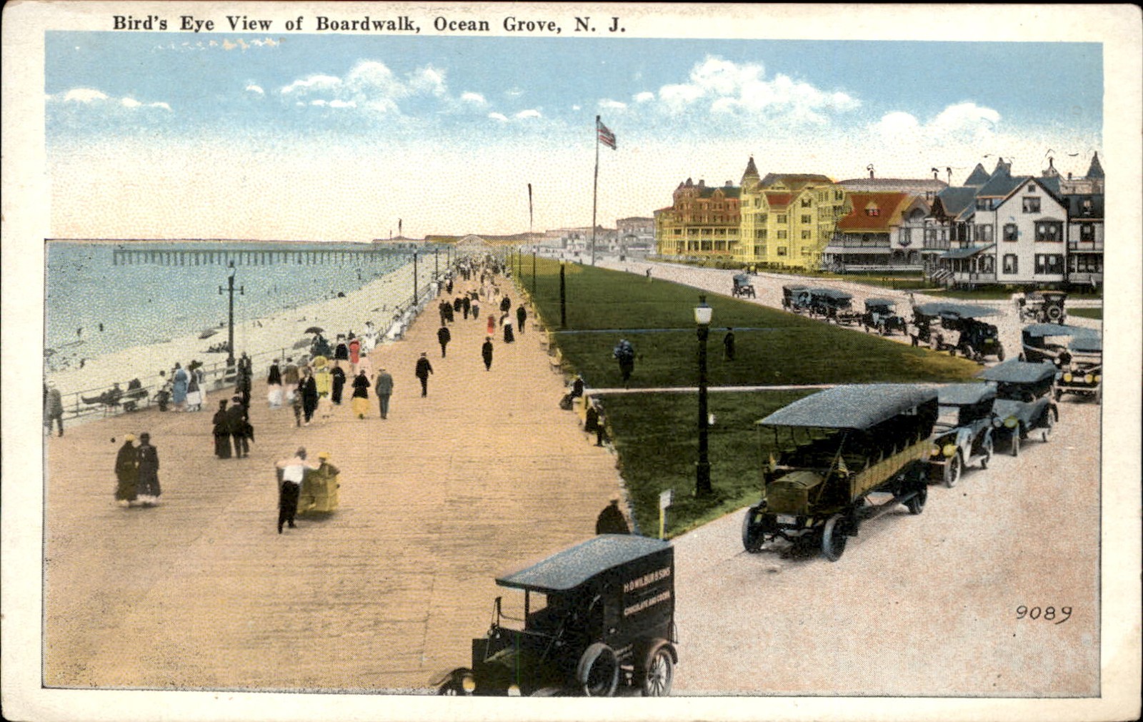 Ocean Grove NJ New Jersey Boardwalk Birdseye View c1900-20s Vintage Postcard