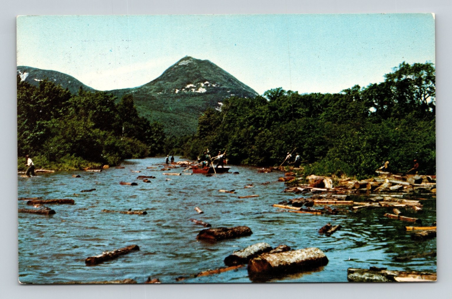 Vintage Pulp Drive Sournahunk Stream Maine Logging Millinocket Postcard
