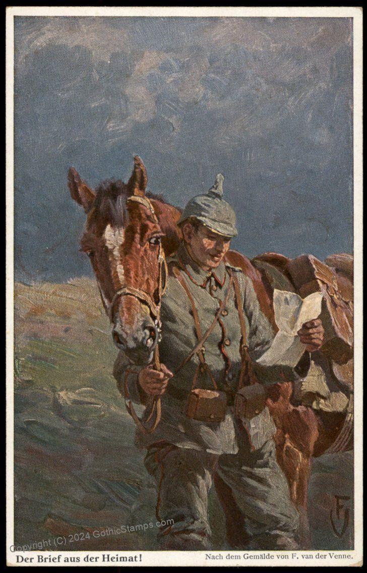 Germany WWI Feldpost Service Illustration Patriotic Artist Card 77329