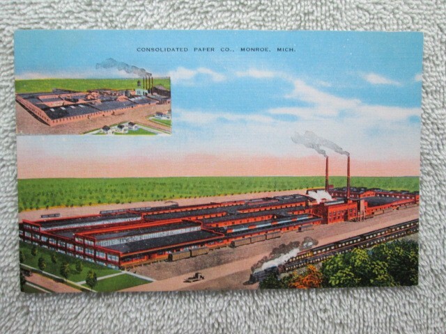 Antique Consolidated Paper Company, Monroe, Michigan Postcard