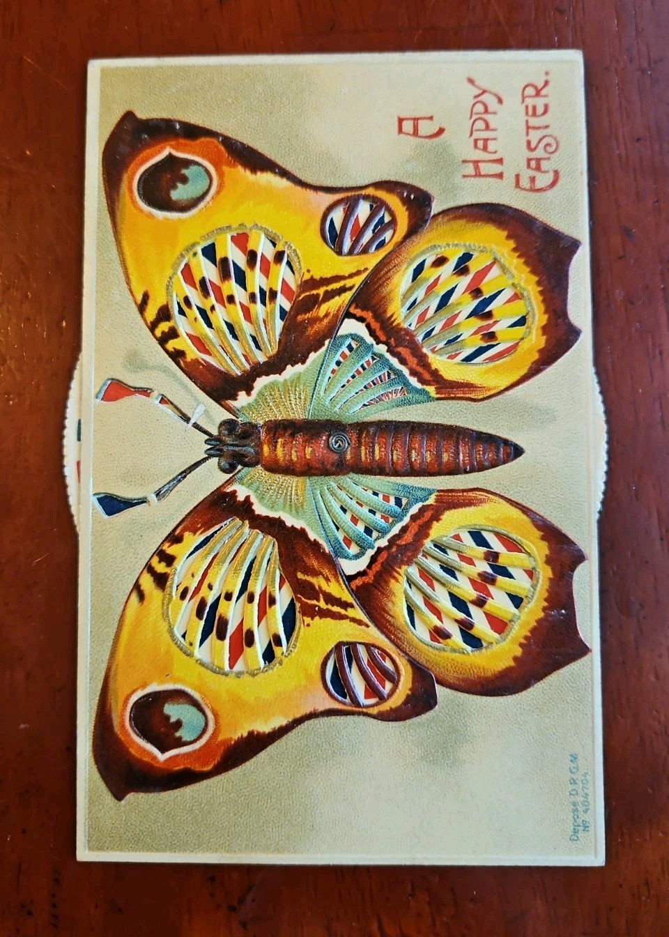 Easter Antique Postcard Mechanical Kaleidoscope Butterfly International Art 1911