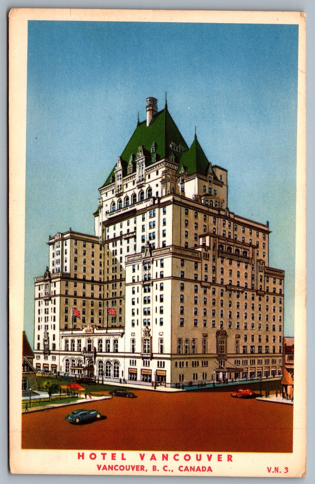 Postcard Vancouver British Columbia c1930s Hotel Vancouver Opened in 1939