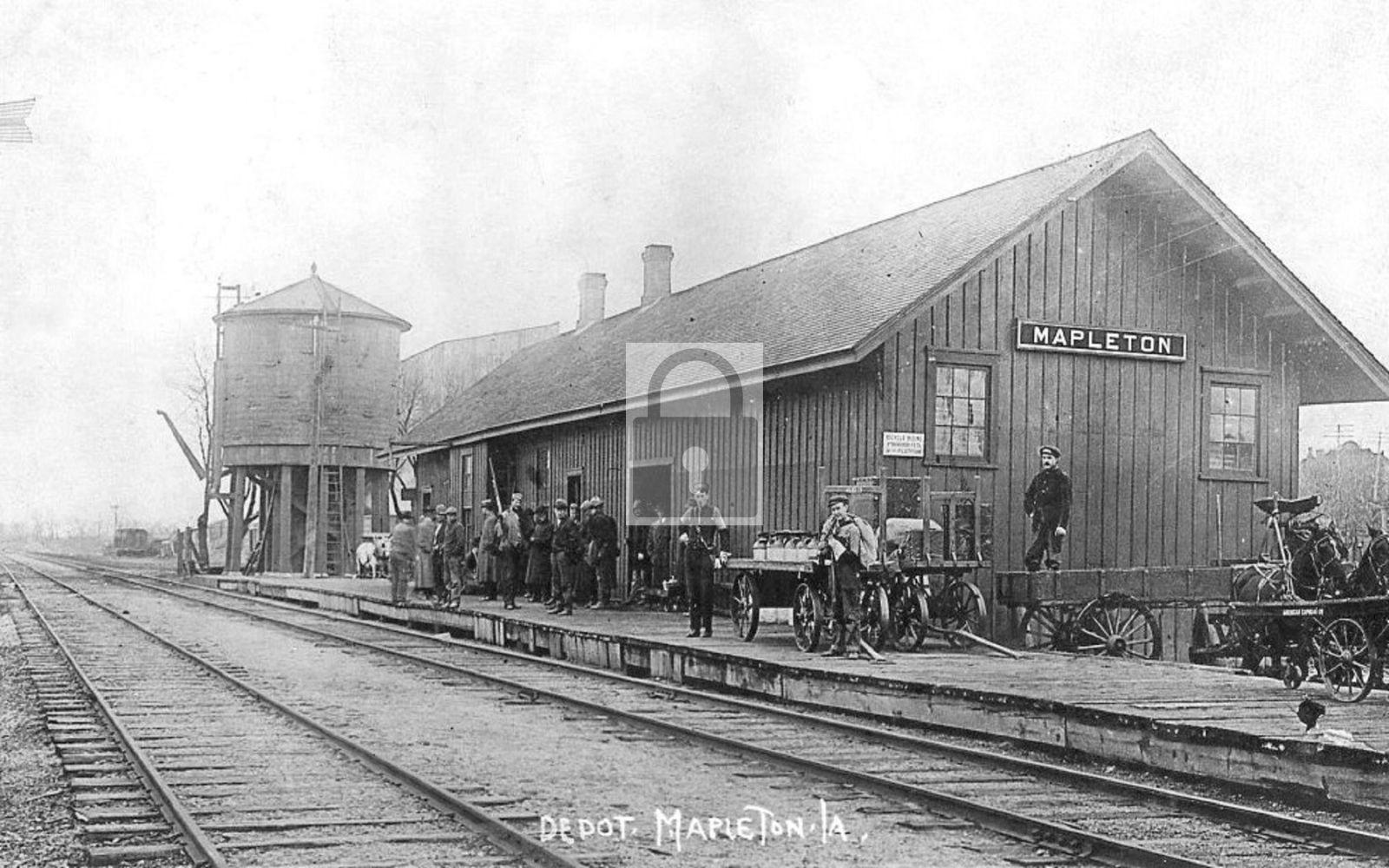 Railroad Train Station Depot Mapleton Iowa IA – Reprint