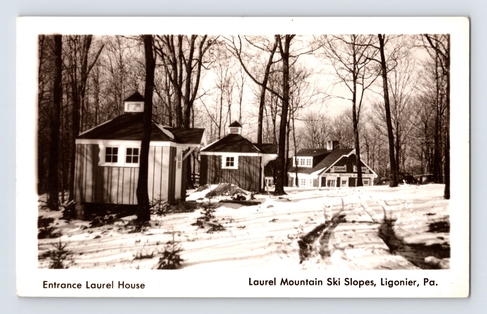 Ligonier Pennsylvania Laurel Mountain Ski Slopes Entrance Laurel House 1940s Pos