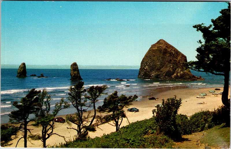 Postcard BEACH SCENE Cannon Beach Oregon OR j/27 AO3584