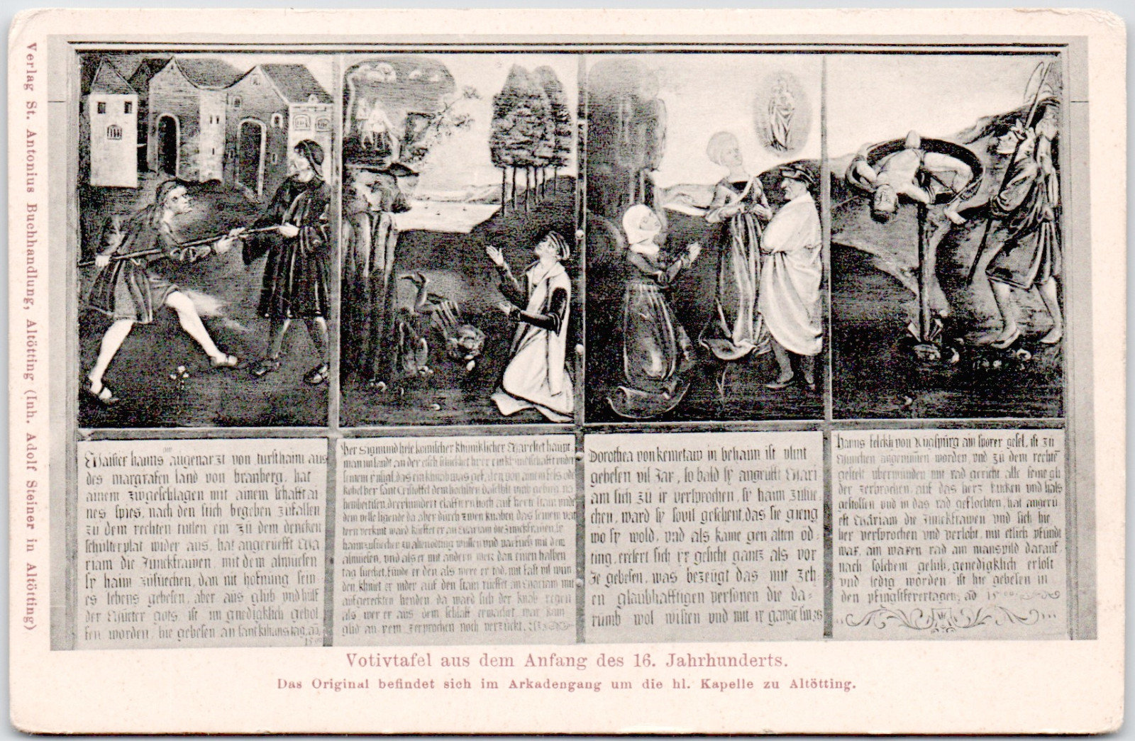 Germany Altotting 1905 Votivtafel 16th Century Miracle Panels Postcard