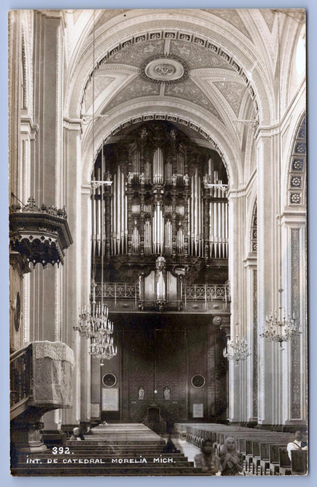 1940s Morelia Cathedral San Gregorio Magno Pipe Organ Mexico RPPC Photo Postcard
