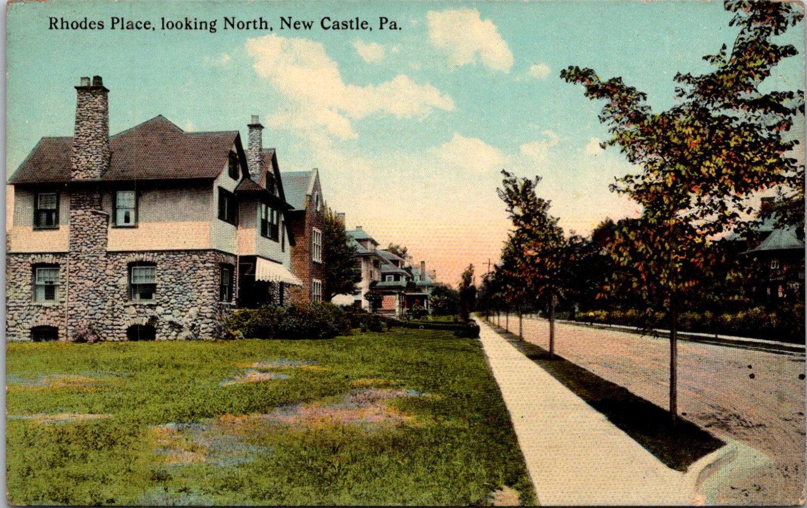 New Castle Pennsylvania PA Rhodes Place Street View Looking North 1910s Postcard