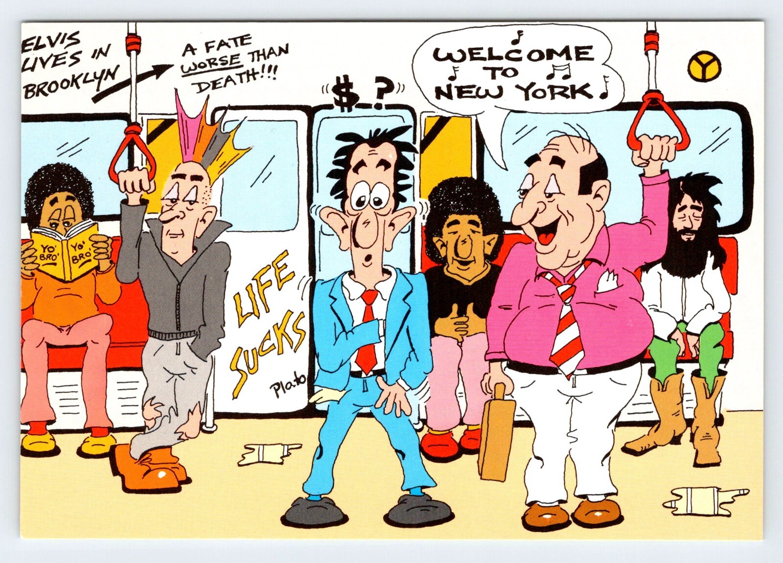 Welcome To New York City Subway Humor Comic Art Vintage 4.5×6.5 Postcard OLP6