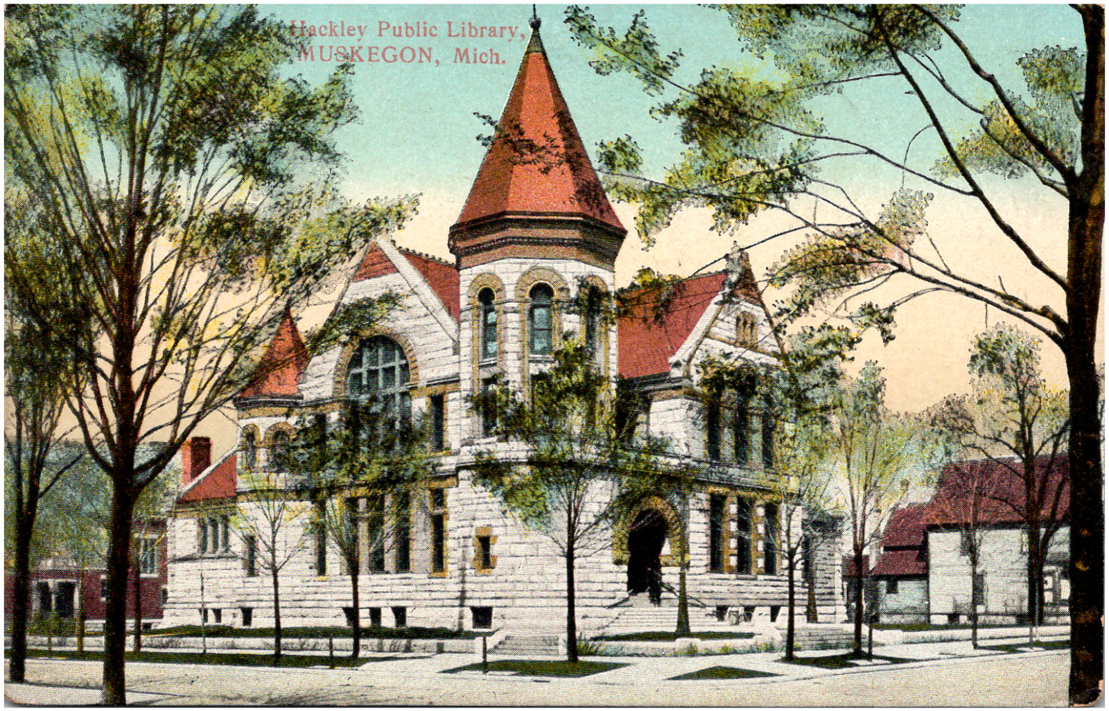 Hackley Public Library Muskegon Michigan MI 1900s Antique Postcard Unused