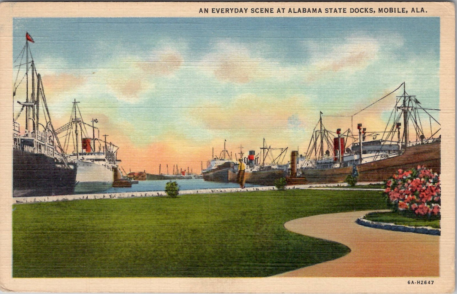 Alabama State Fishing Boat Docks Mobile Alabama Postcard