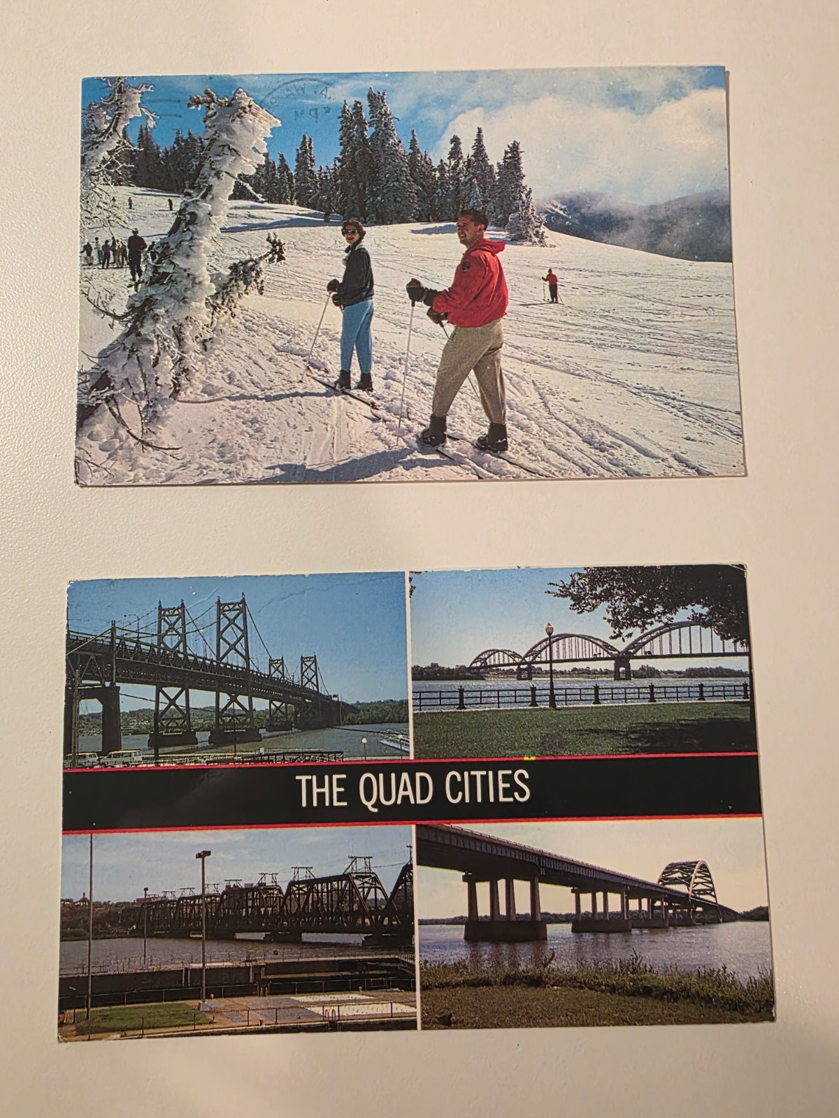 2 Vintage Used Postcards – 1986 Olympic National Park / 1987 The Quad Cities