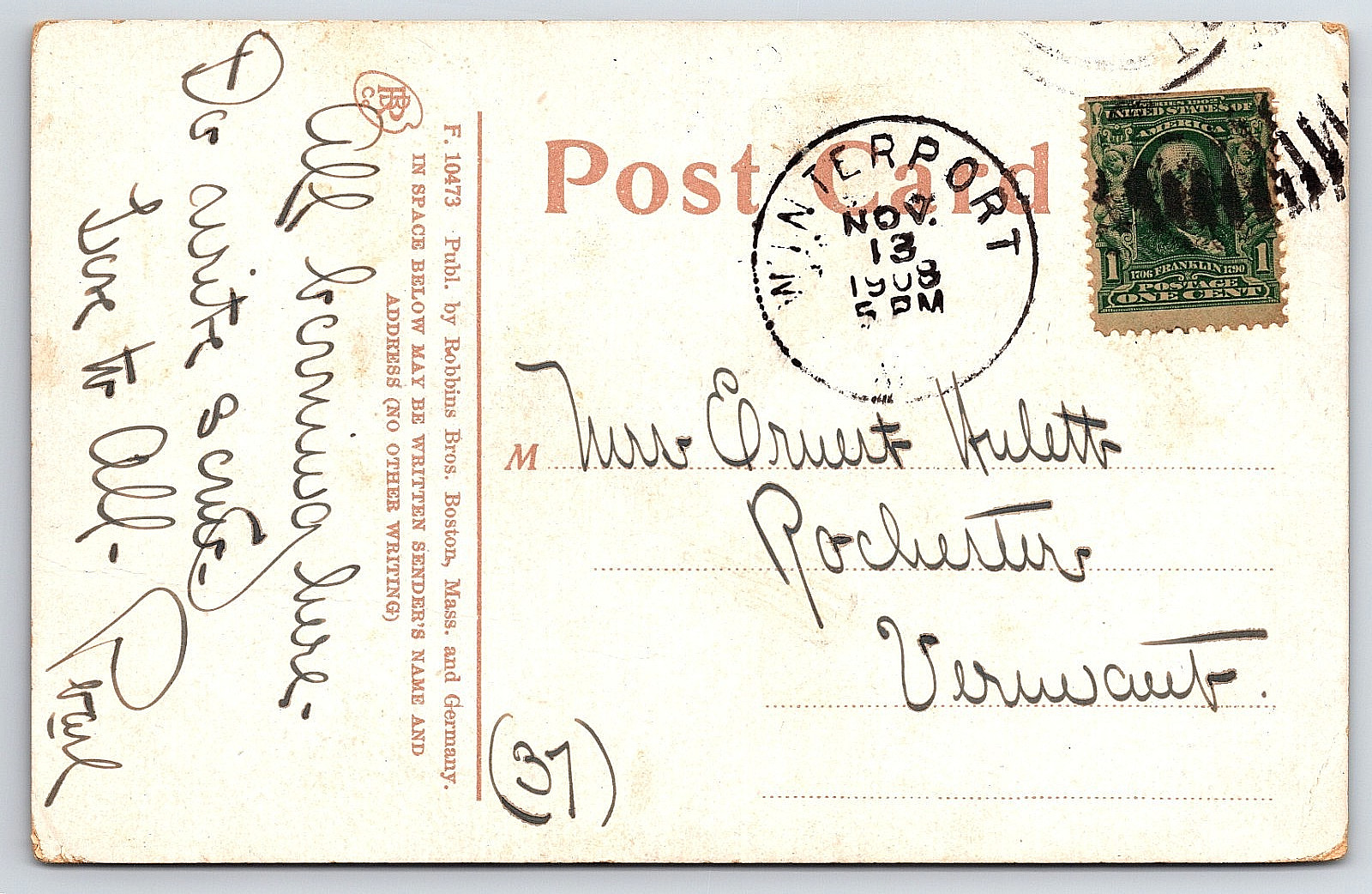 VINTAGE POSTCARD BANGOR MAINE THIRD CONGREGATIONAL CHURCH BUILDING TOWER FLOWERS