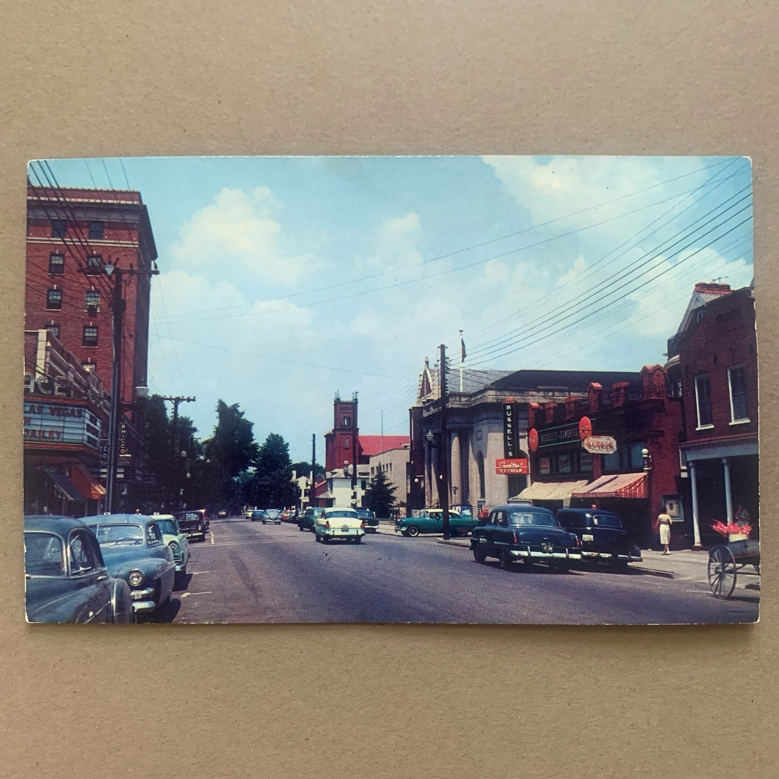 Suffolk Virginia VA Main Street Palace Russells Sealtest Cars Unposted Postcard