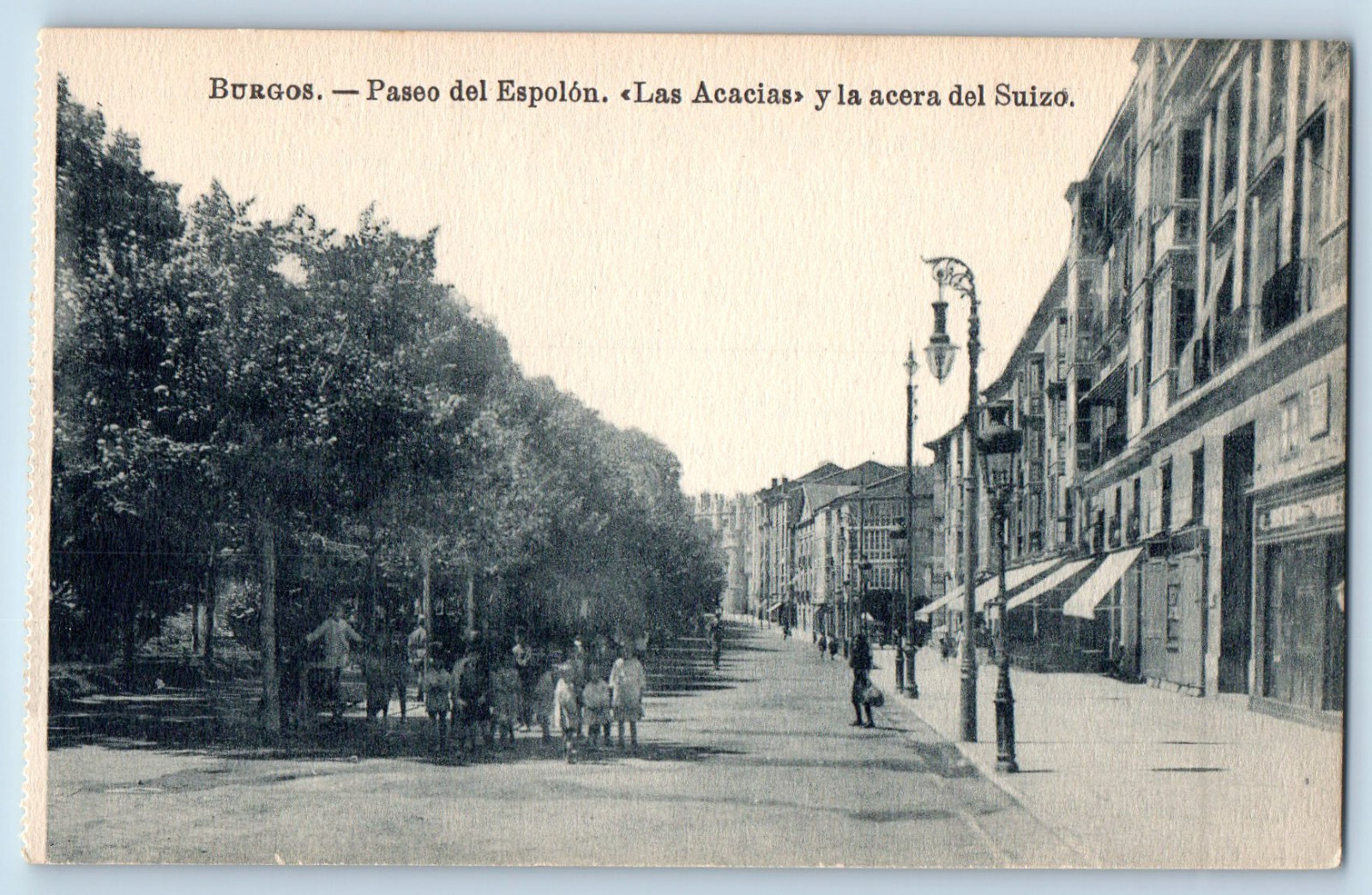 Burgos Castle and Leon Spain Postcard Paseo del Espolon Las Acacias c1910
