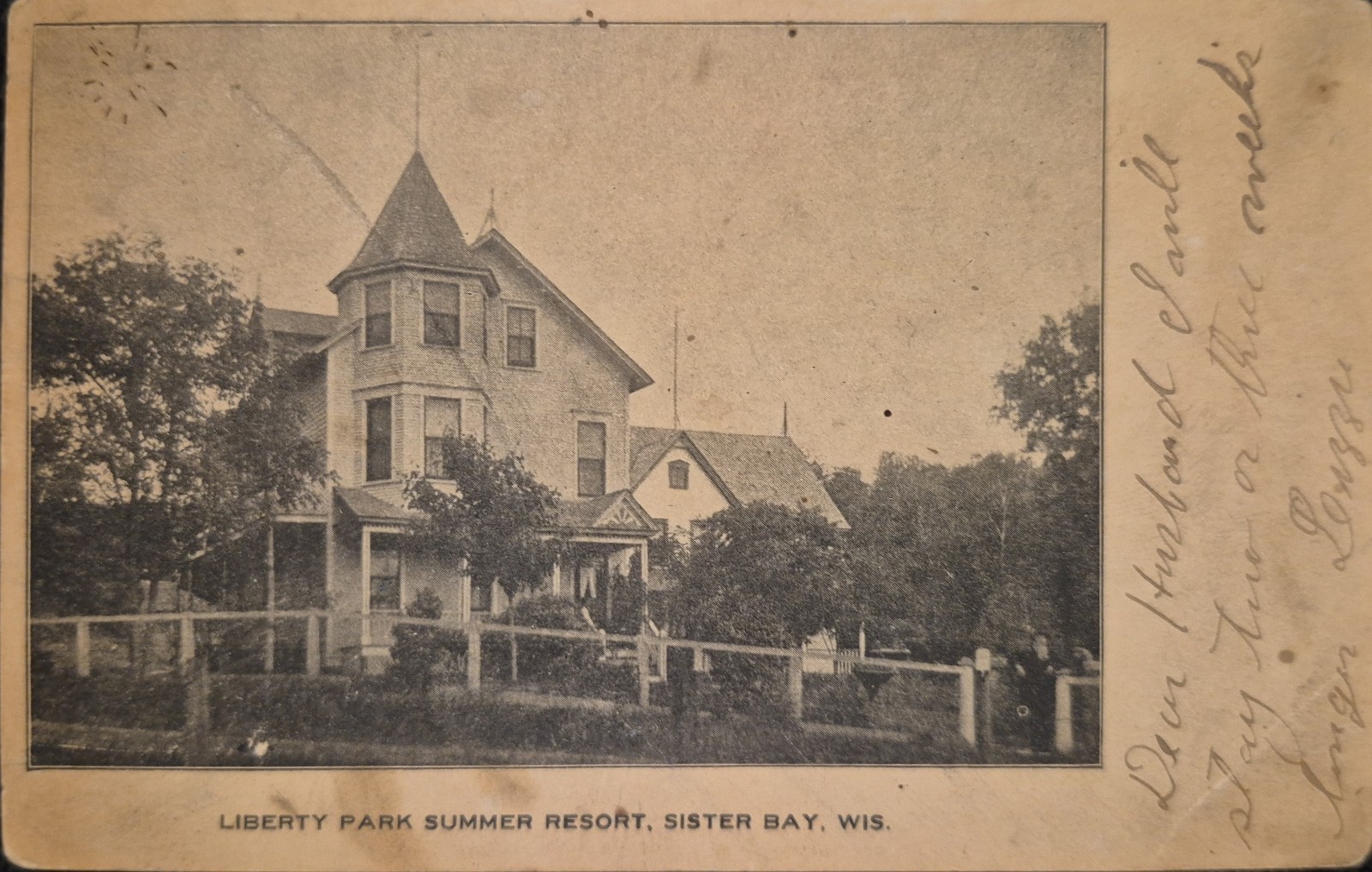 Liberty Grove Hotel Sister Bay UDB Postcard DREDGE CAHUR? Superior Wisconsin