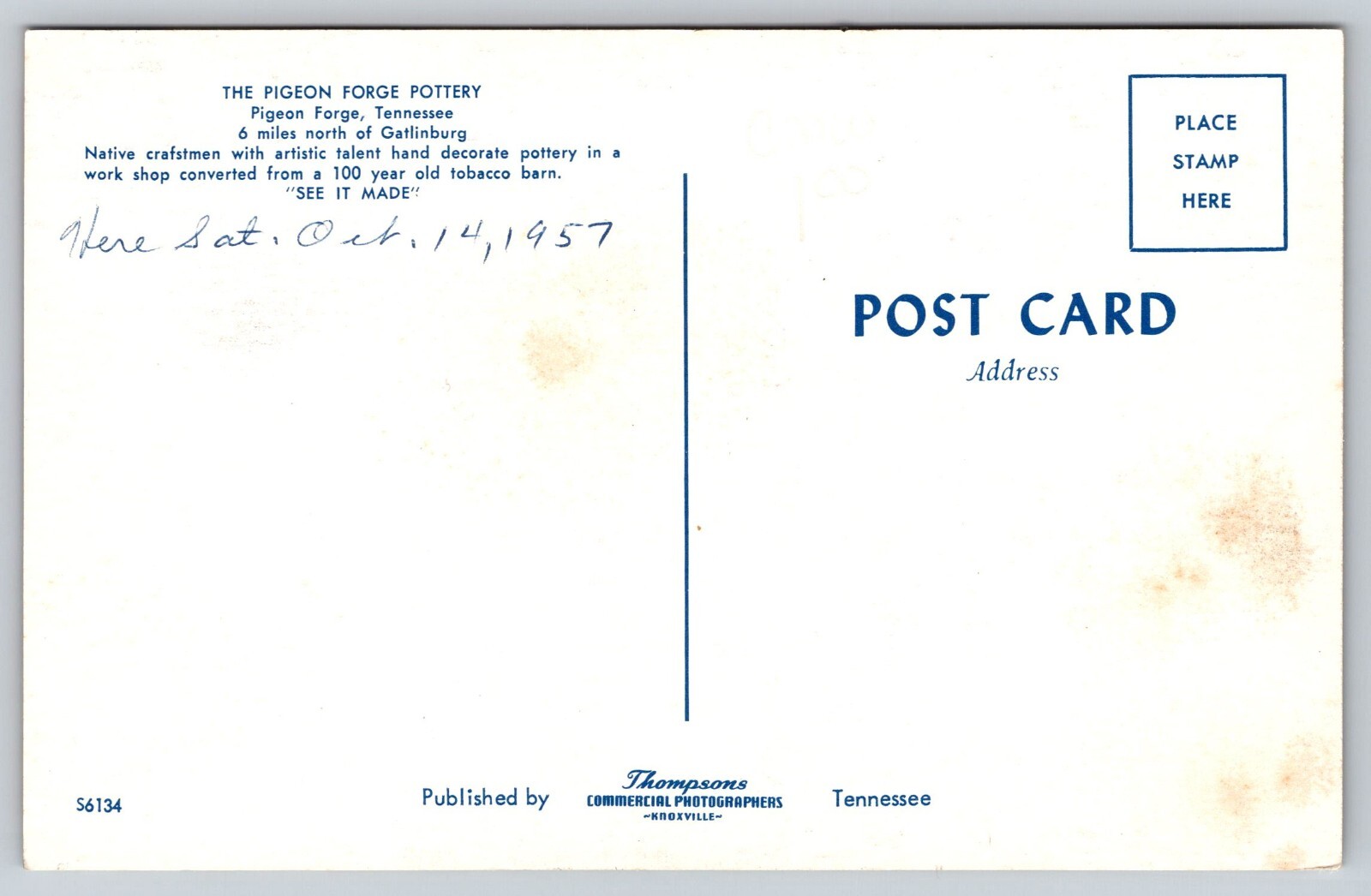 Postcard Pigeon Forge Pottery Pigeon Forge Tennessee Interior 1957