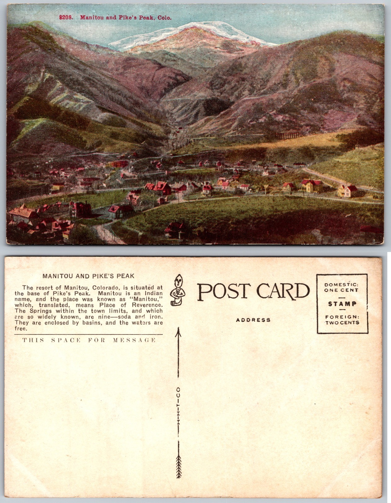 Manitou Pikes Peak Colorado Postcard