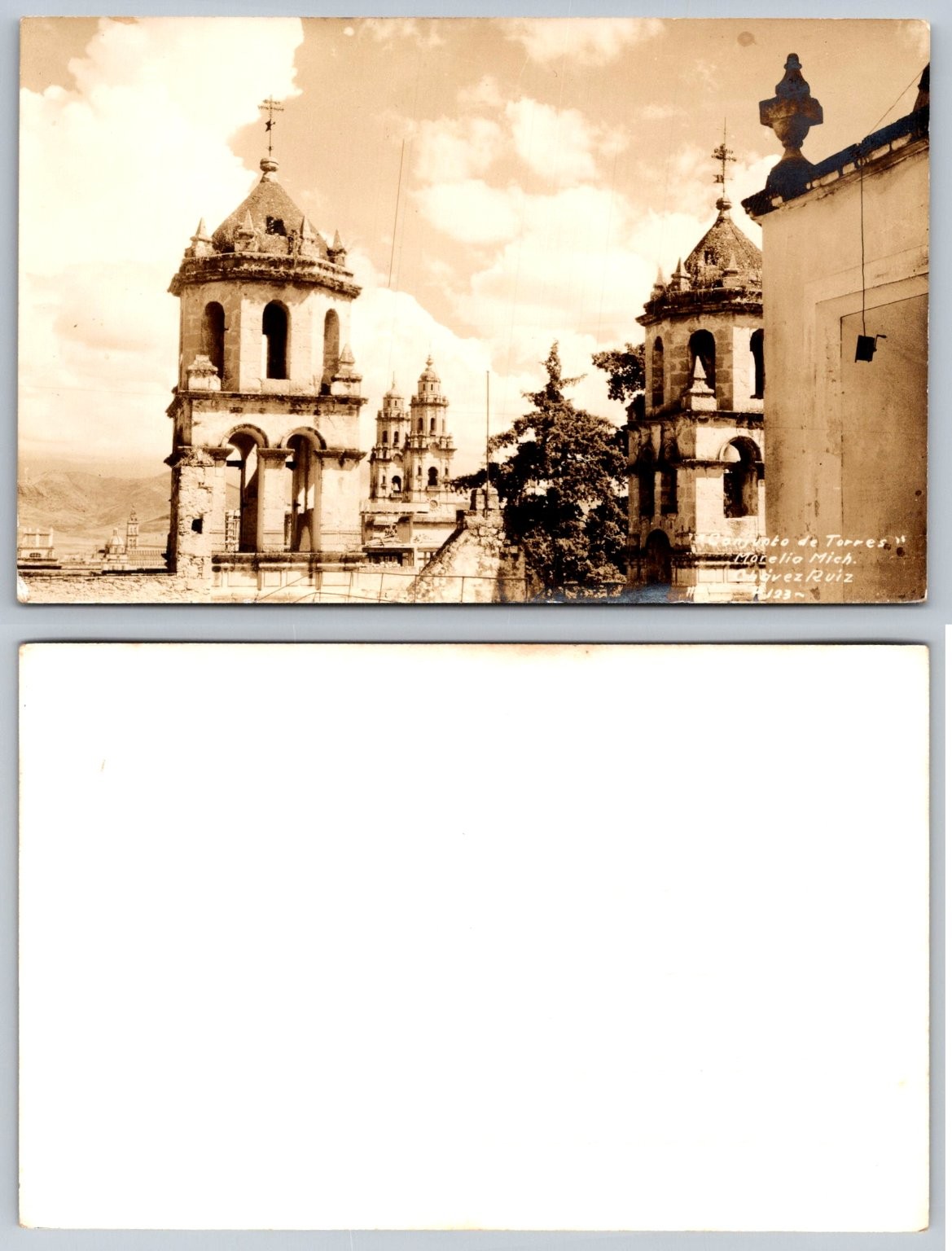 1923 Morelia Mexico Cathedral Towers RPPC Michoacán Vintage Real Photo