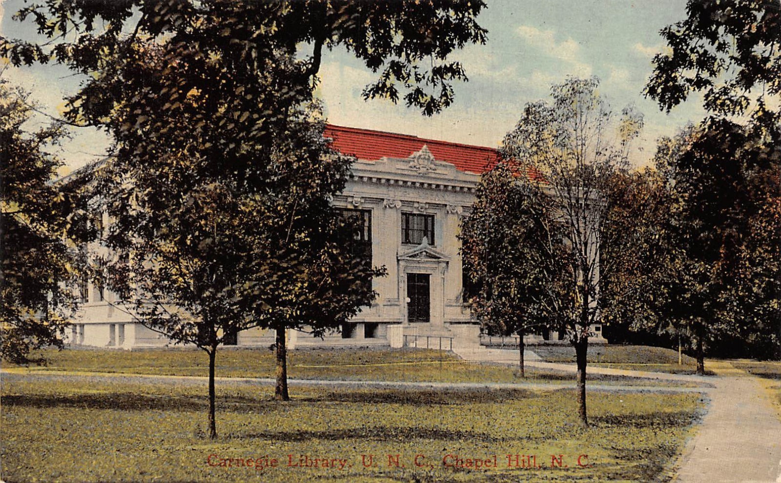 Vintage Chapel Hill North Carolina Postcard Carnegie Library UNC Hill Hall