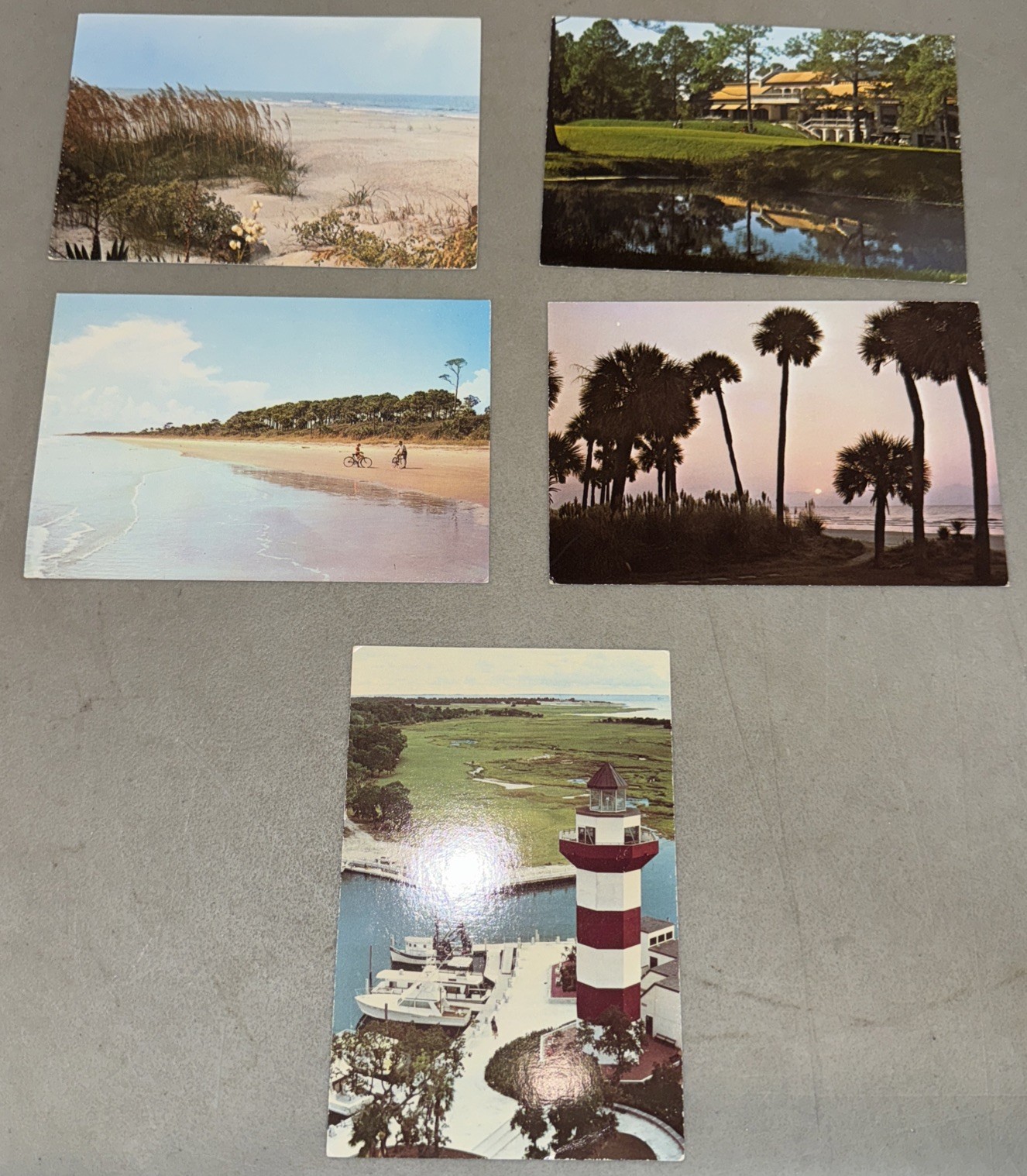 5 SOUTH CAROLINA POSTCARD Assortment New & Vintage Hilton Head Harbour Town