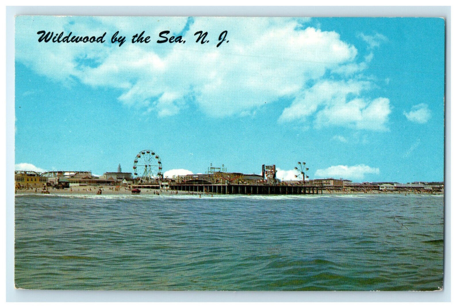 Marine Pier and Boardwalk, Wildwood By The Sea New Jersey NJ Postcard