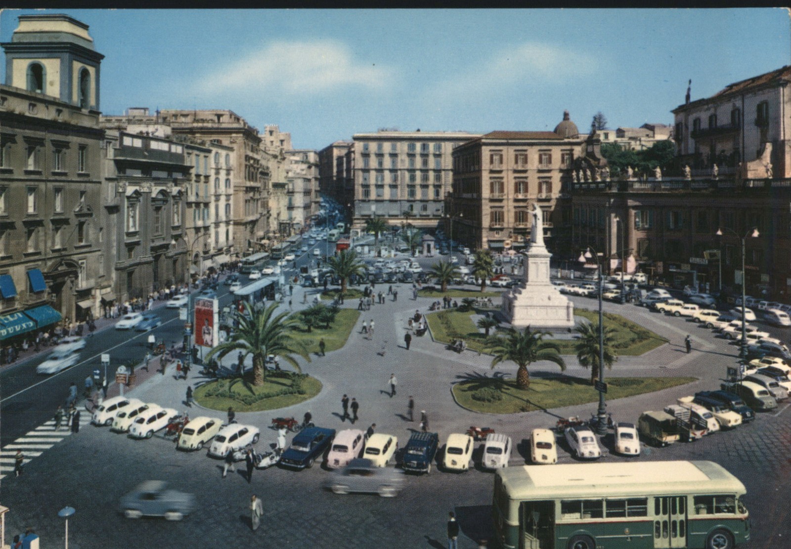 Napoli, Italy Piazza Dante, Naples City Square Original Vintage Postcard