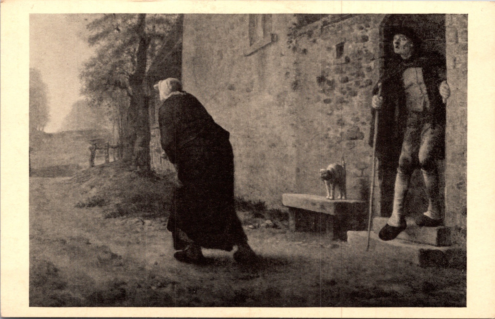 Waiting Painting by Millet Nelson Art Gallery Kansas CityMO UNP Postcard XF1