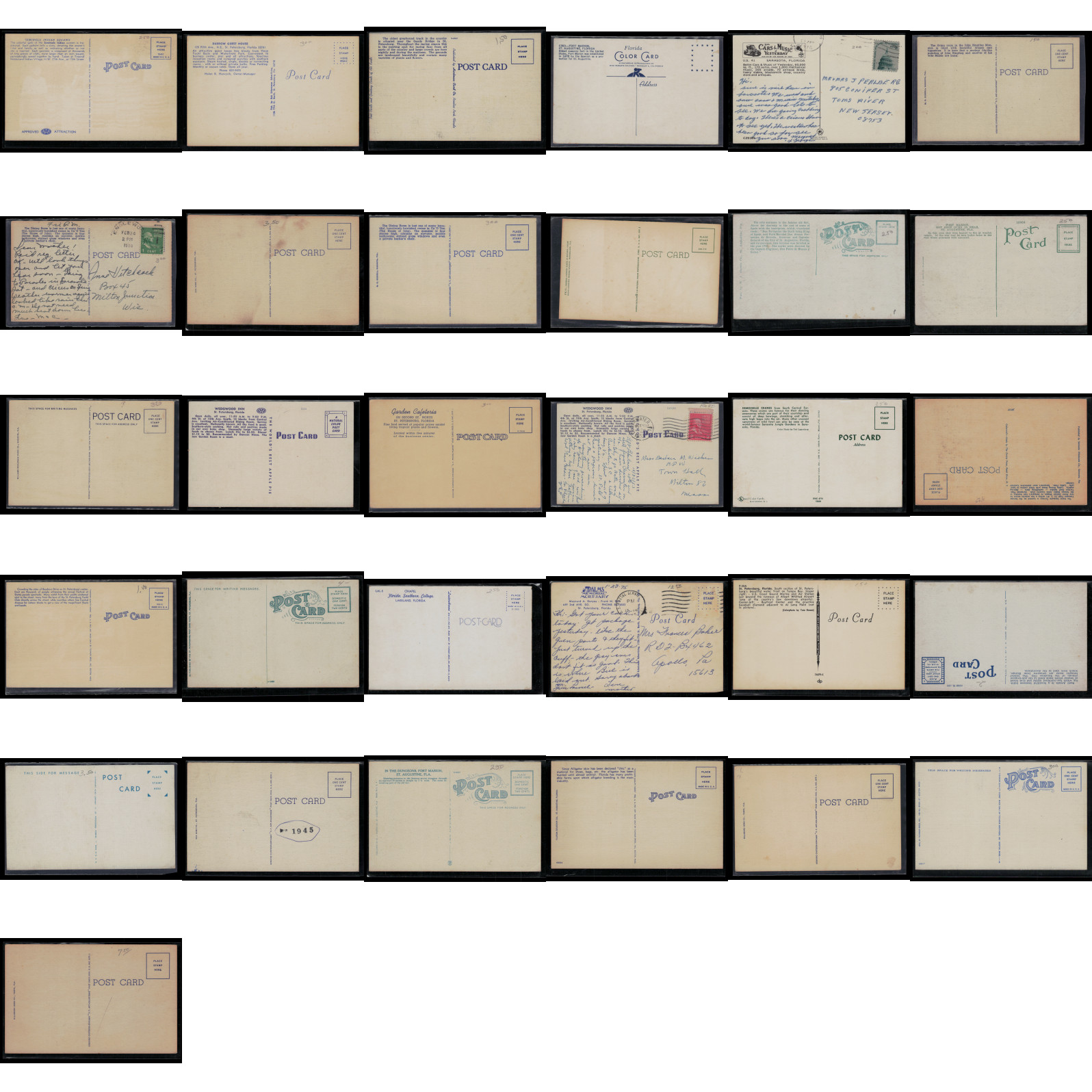 Vintage Lot of 30 Florida Postcards – Old Antique Mixed Cards Collection