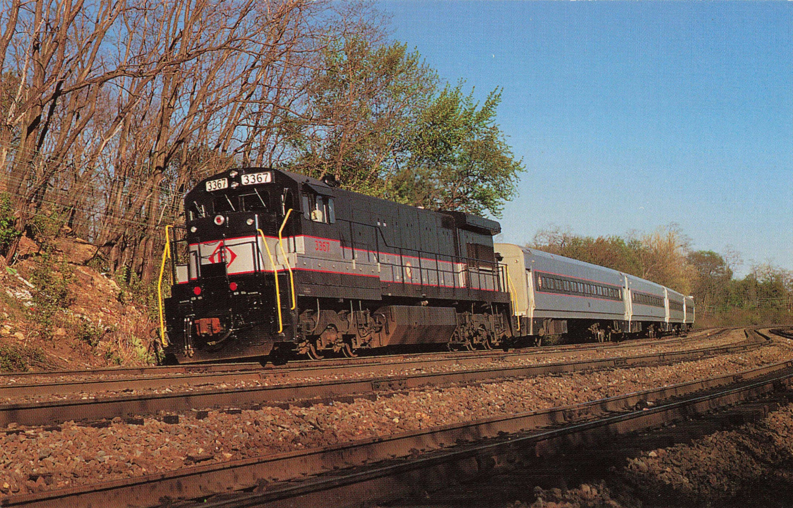 Postcard Erie Lackawanna 3367 Locomotive Fl U-34CH Waldwick NJ 1971