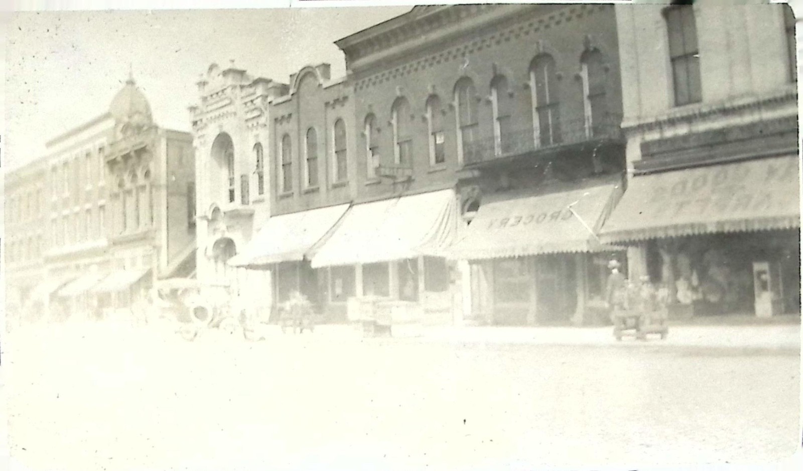 Vintage Small Town Main Street Photograph Brick Storefronts Early 1900s Postcard