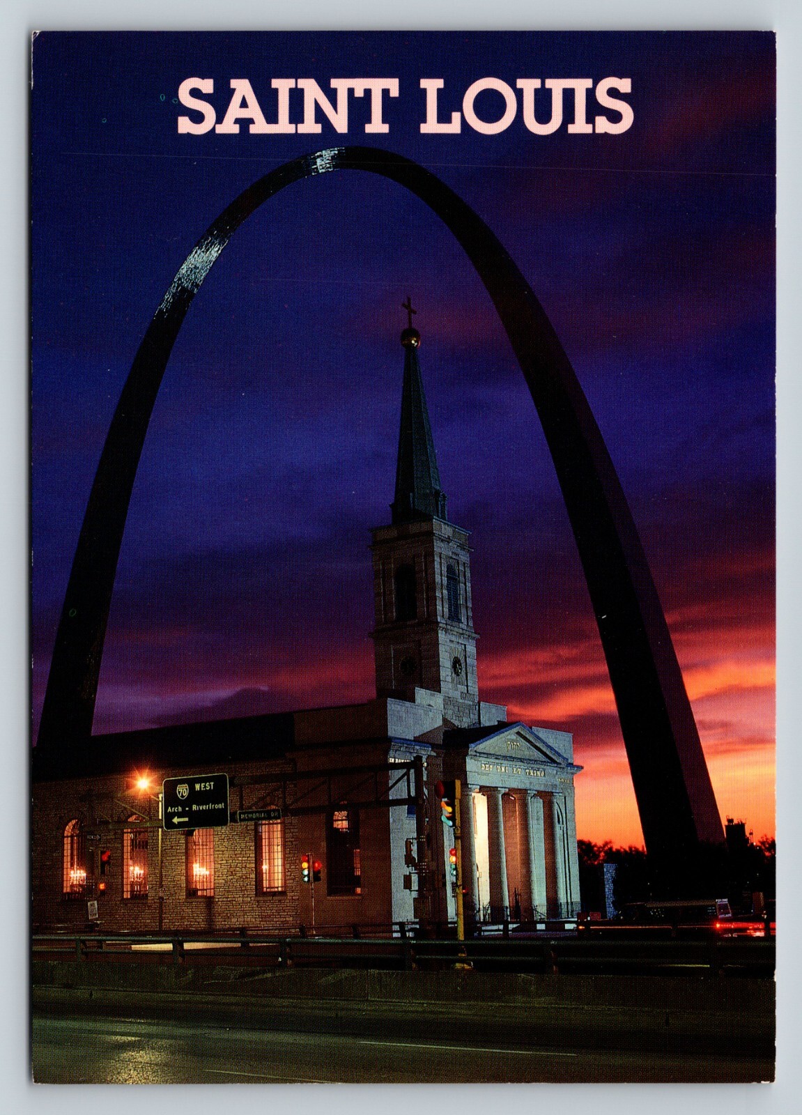 Saint Louis Missouri MO Postcard: Sunrise At Gateway Arch & Old Cathedral – 4×6″