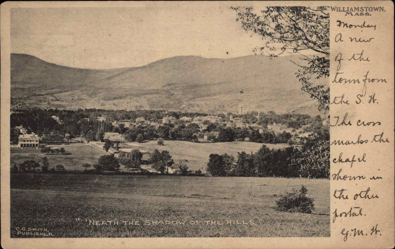 Williamstown Massachusetts MA Bird’s Eye View c1900s-20s Postcard