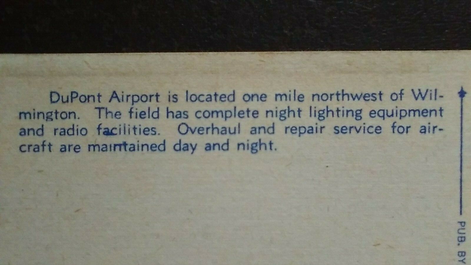 DuPont Airport, Atlantic Aviation Service, Wilmington, DE – Linen, Mid 1900s