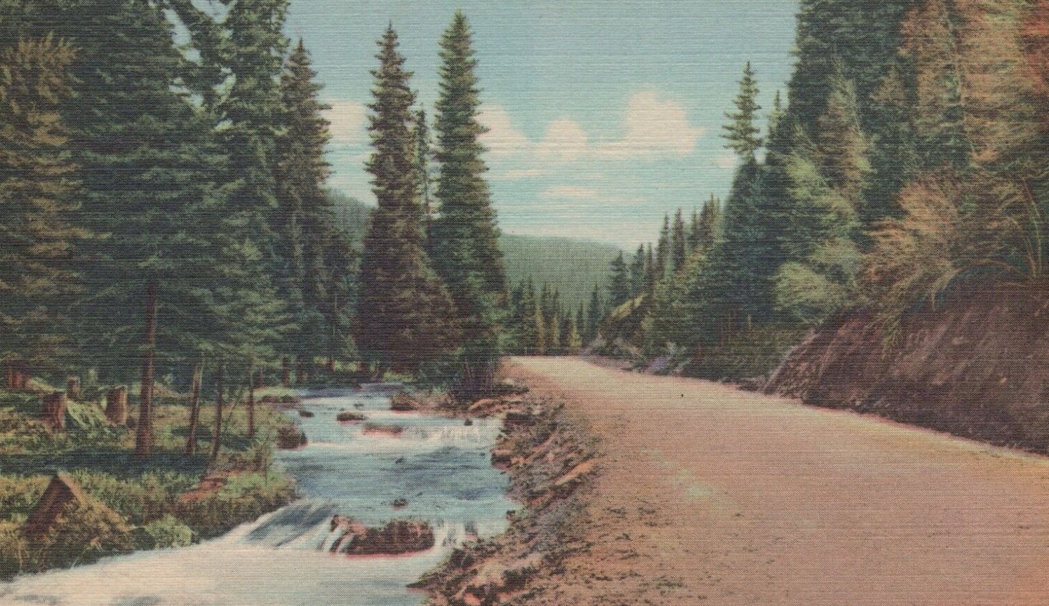 Spearfish Canyon Black Hills South Dakota Stream Linen Vintage Post Card