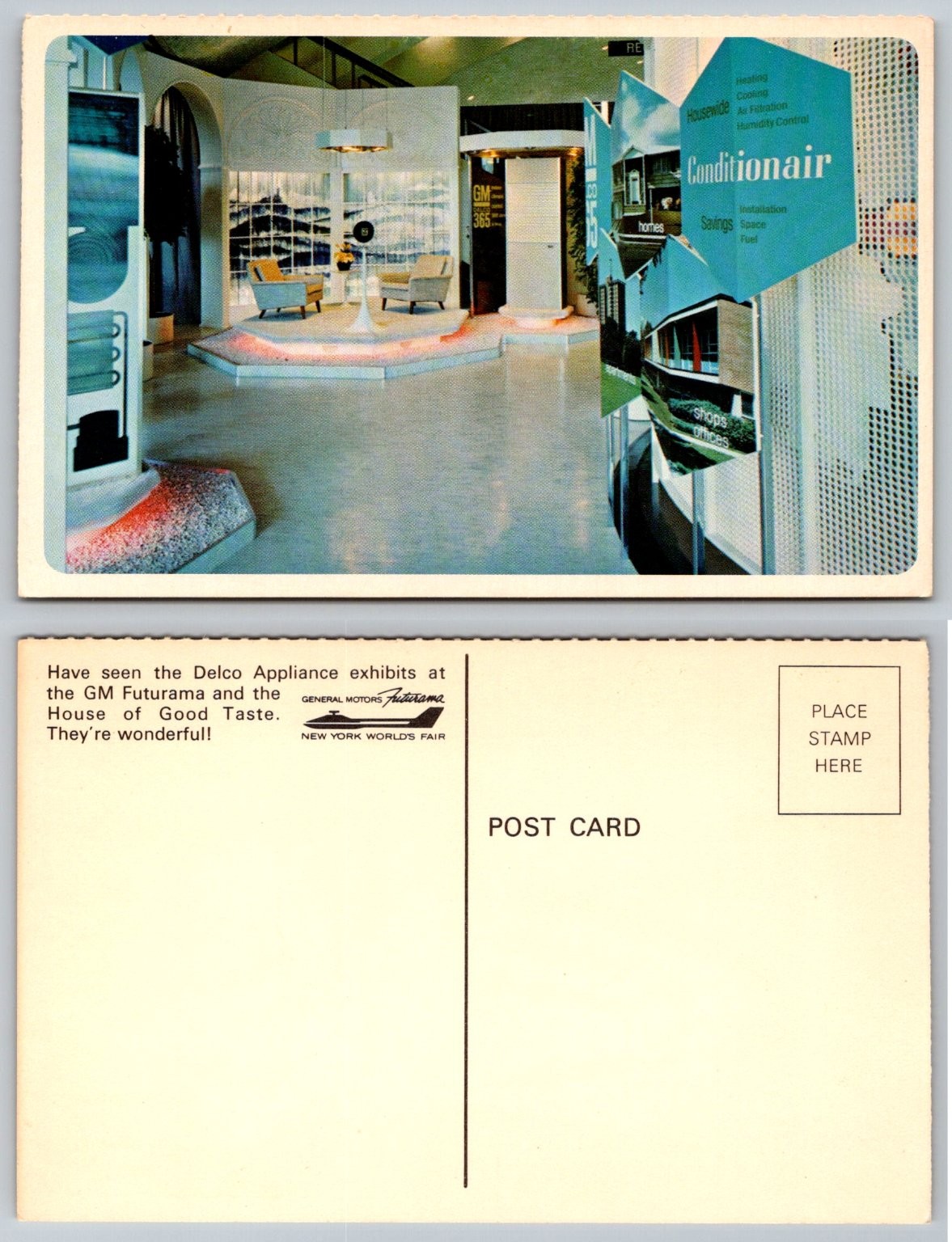 1964-65 NY World’s Fair GM Futurama Delco Appliance Exhibit Postcard