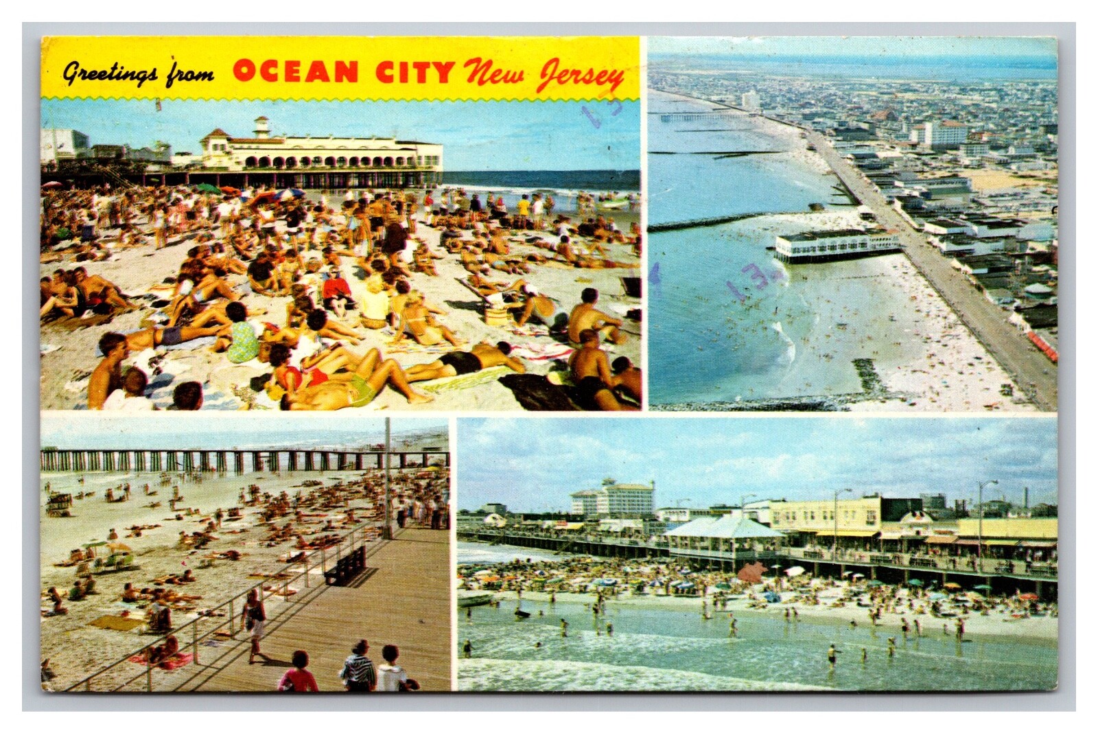 Greetings from Ocean City NJ New Jersey Multi View Postcard Posted 1975