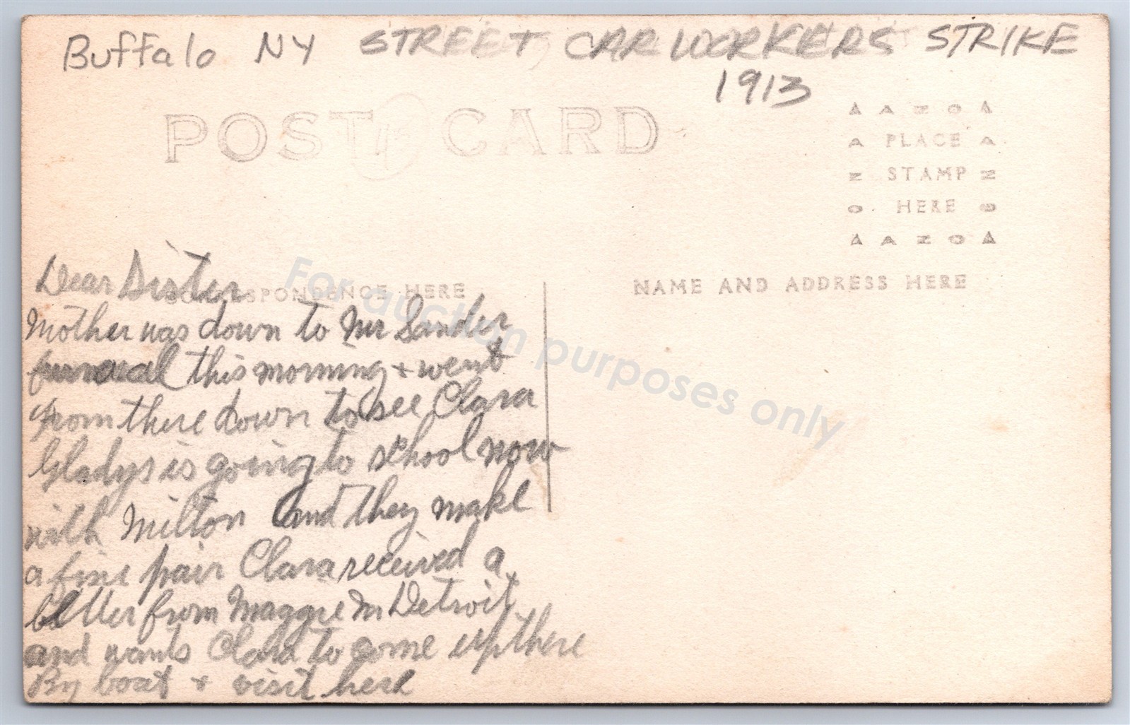 Buffalo NY: RPPC 1913 Street Car Workers Strike Vtg New York Real Photo Postcard