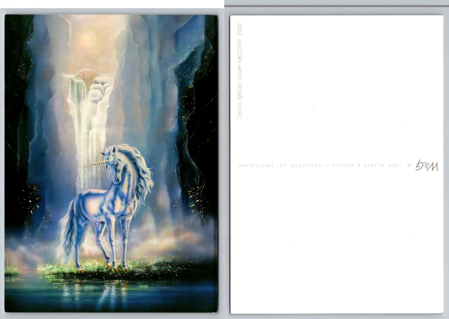 1988 Desiree Dulac Unicorn Fantasy Art Postcard – Wizard & Genius W&G